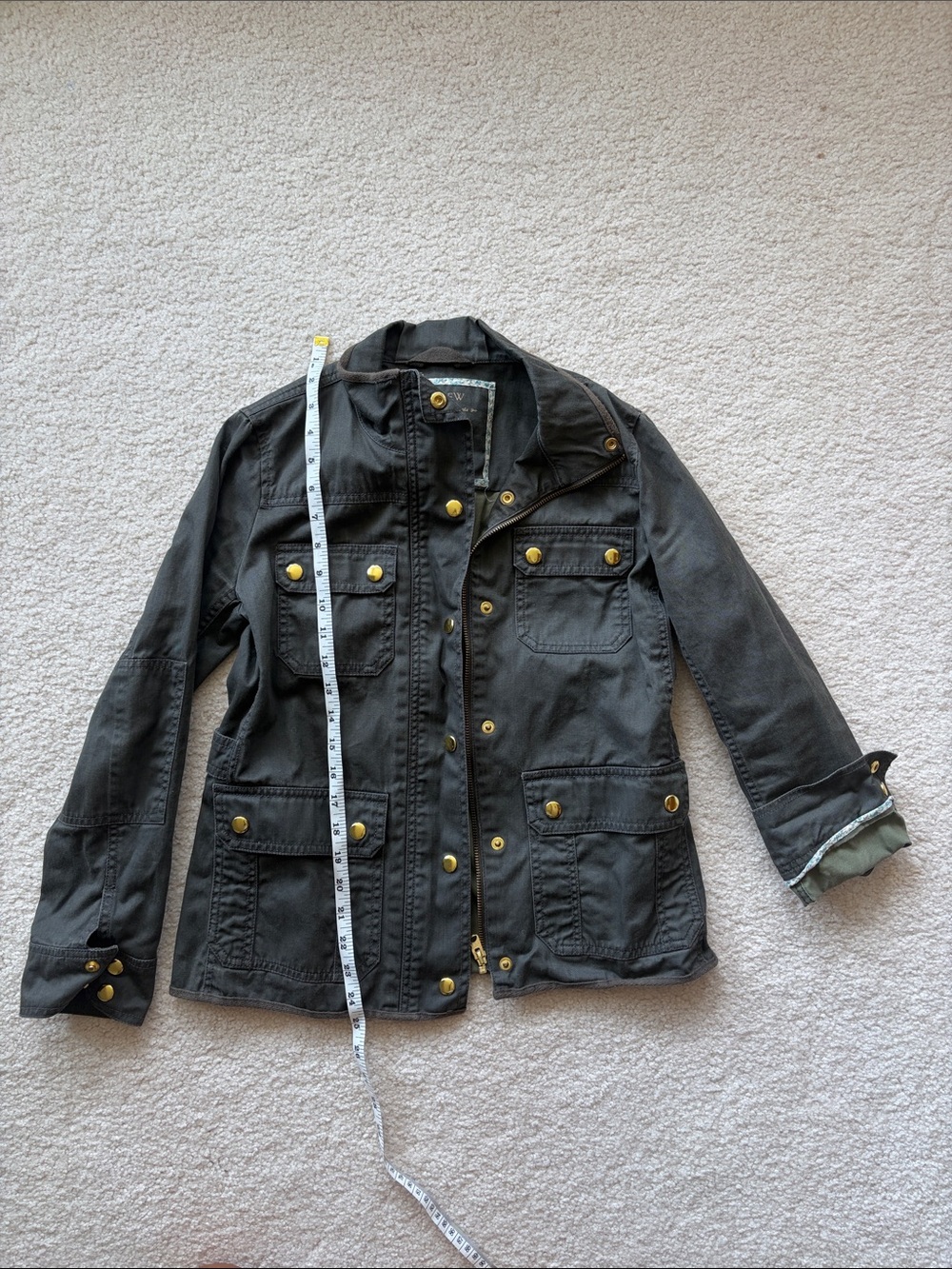 J. Crew Olive Utility Jacket with Gold Buttons